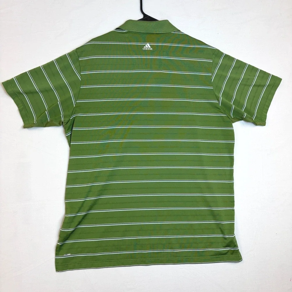 Adidas Golf ClimaCool Mens XL Green Striped Polo Shirt Short Sleeve